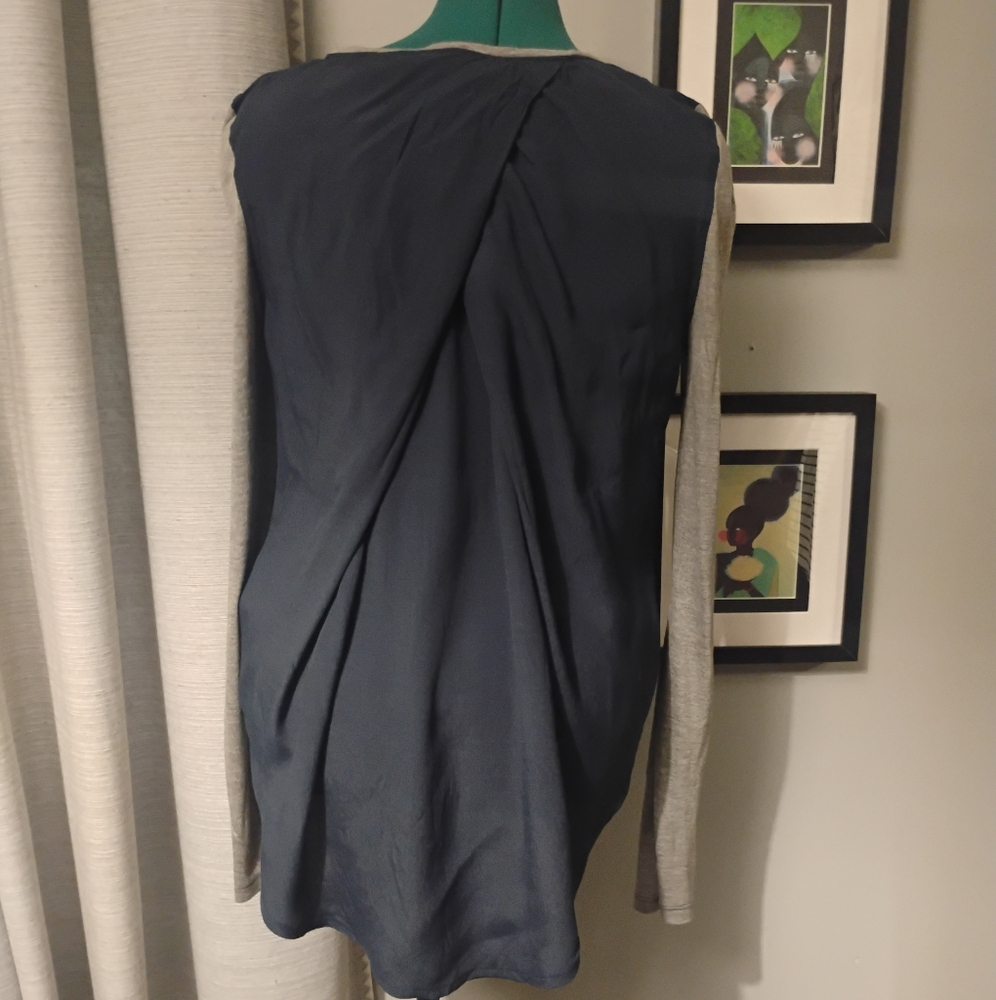 Calvin Klein Mixed Media Long-Sleeved Blouse in Slate Blue Sz M NWOT - Picture 5 of 9
